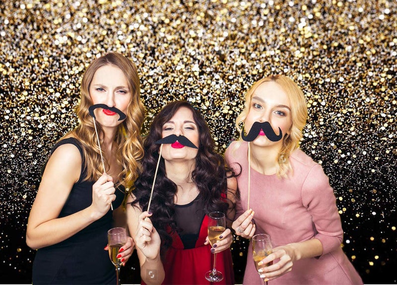 CYLYH 8x8ft Black & Gold Glitter Backdrop - Wedding, Graduation, Birthday - Vinyl Material - Image 3